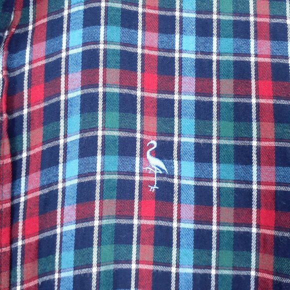 Tailorbyrd Mens Stretch Flannel Shirt M Button Up Plaid Blue Red 843 - Picture 3 of 6